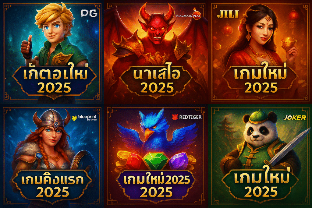 รวมภาพเกมใหม่ปี 2025 จากค่าย PG Pragmatic Play JILI Blueprint Red Tiger และ Joker อัปเดตล่าสุดบนเว็บร่ำรวย365